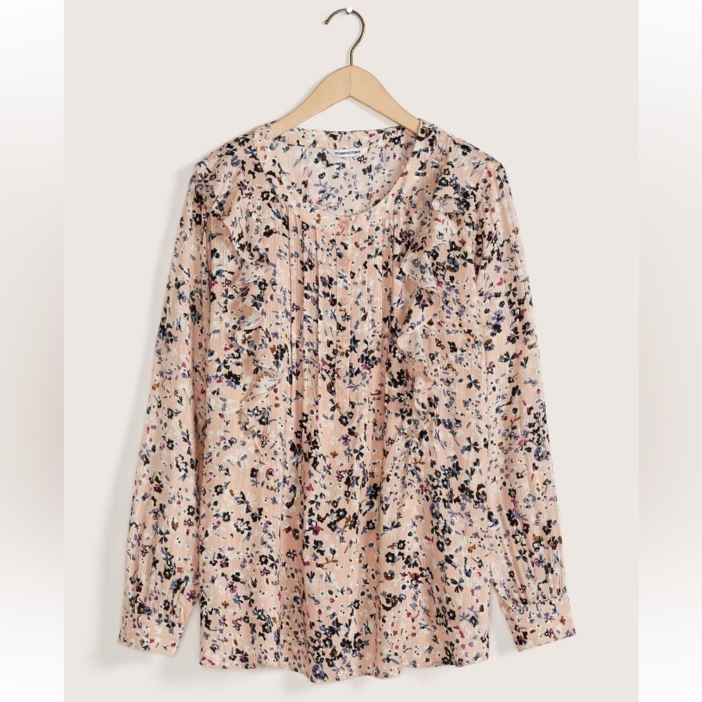 NWT-Long Blouse With Pintucks and Ruffles - In Every Story-4X - Picture 4 of 7